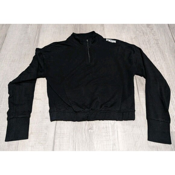 Gymshark Sweaters - Gymshark Pippa Pullover Sweater Womens Small Black Crop Cropped Sweatshirt